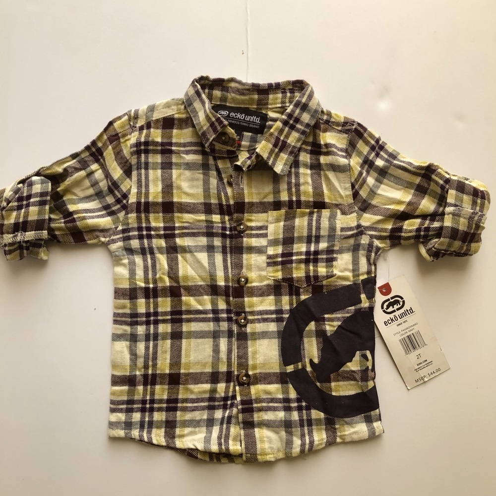 Toddler Boy's Ecko Unltd Brown Plaid Shirt 2T